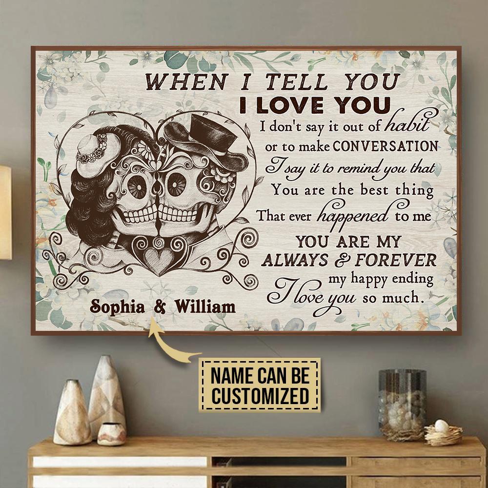 Aeticon Gifts Personalized Skull When I Tell You Canvas Mom Dad Gift Home Decor