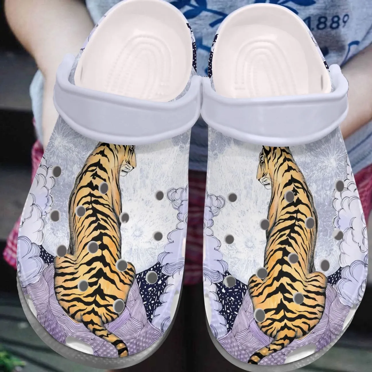 Tiger Personalized Clog Custom Crocs Comfortablefashion Style Comfortable For Women Men Kid Print 3D Tiger Moon