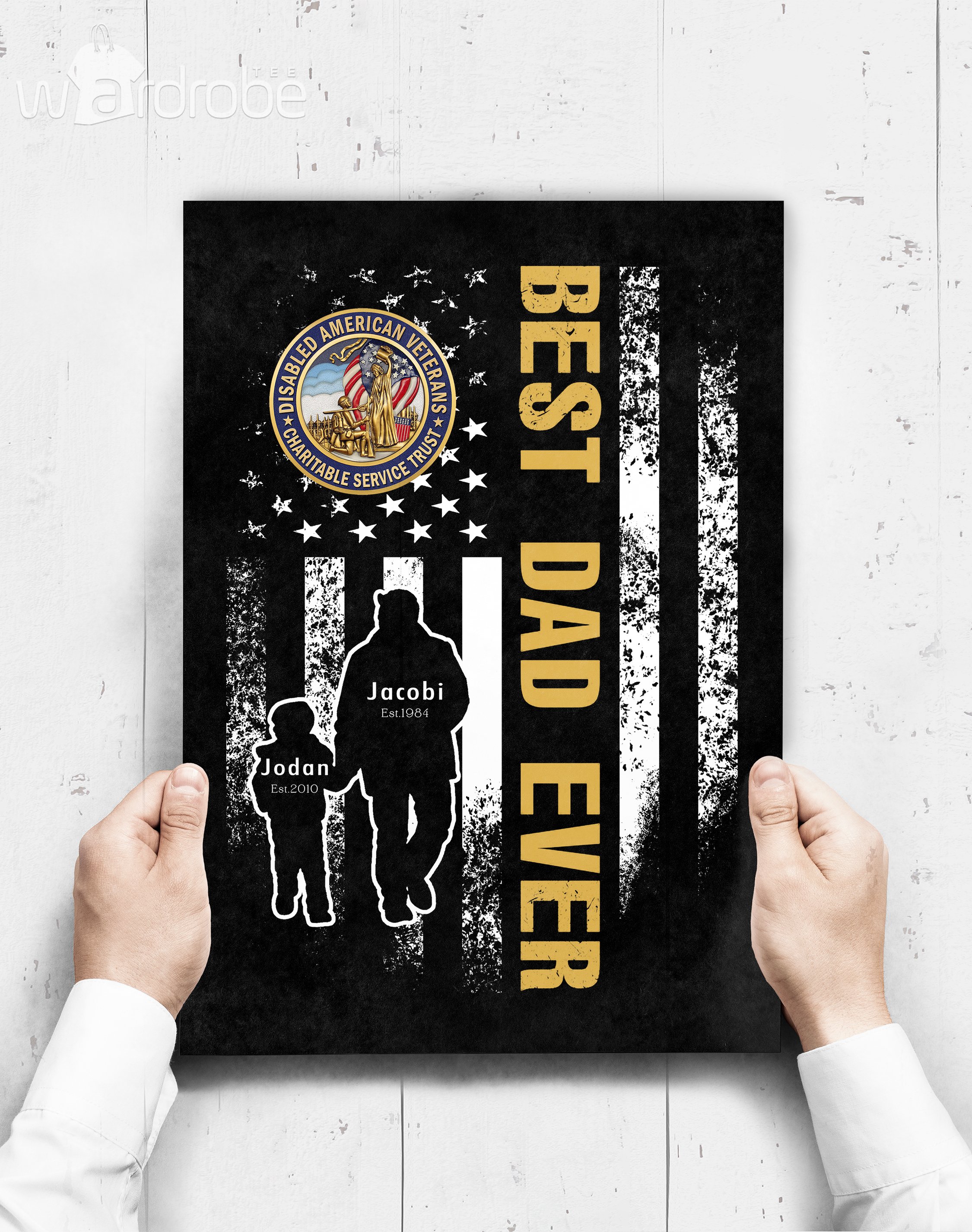 Personalized Father’s Day Gift Custom Poster Prints Wall Art Dad And Son Disabled American Veterans