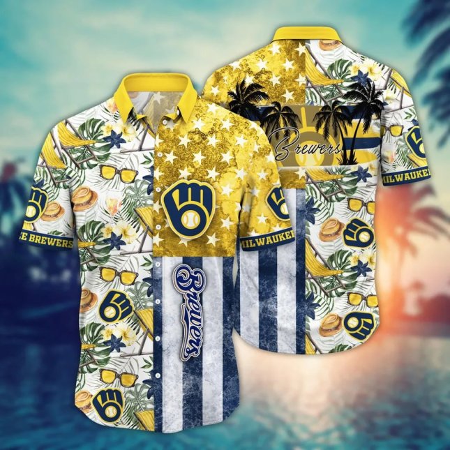 Milwaukee Brewers Hawaiian Shirt Island Paradise Patchwork