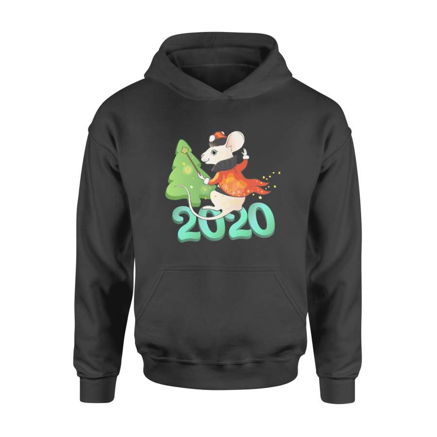 Christmas Gift Rat Stand Up On 2020 And See The Christmas Tree Wear Santa Clothing And Hat – Standard Hoodie