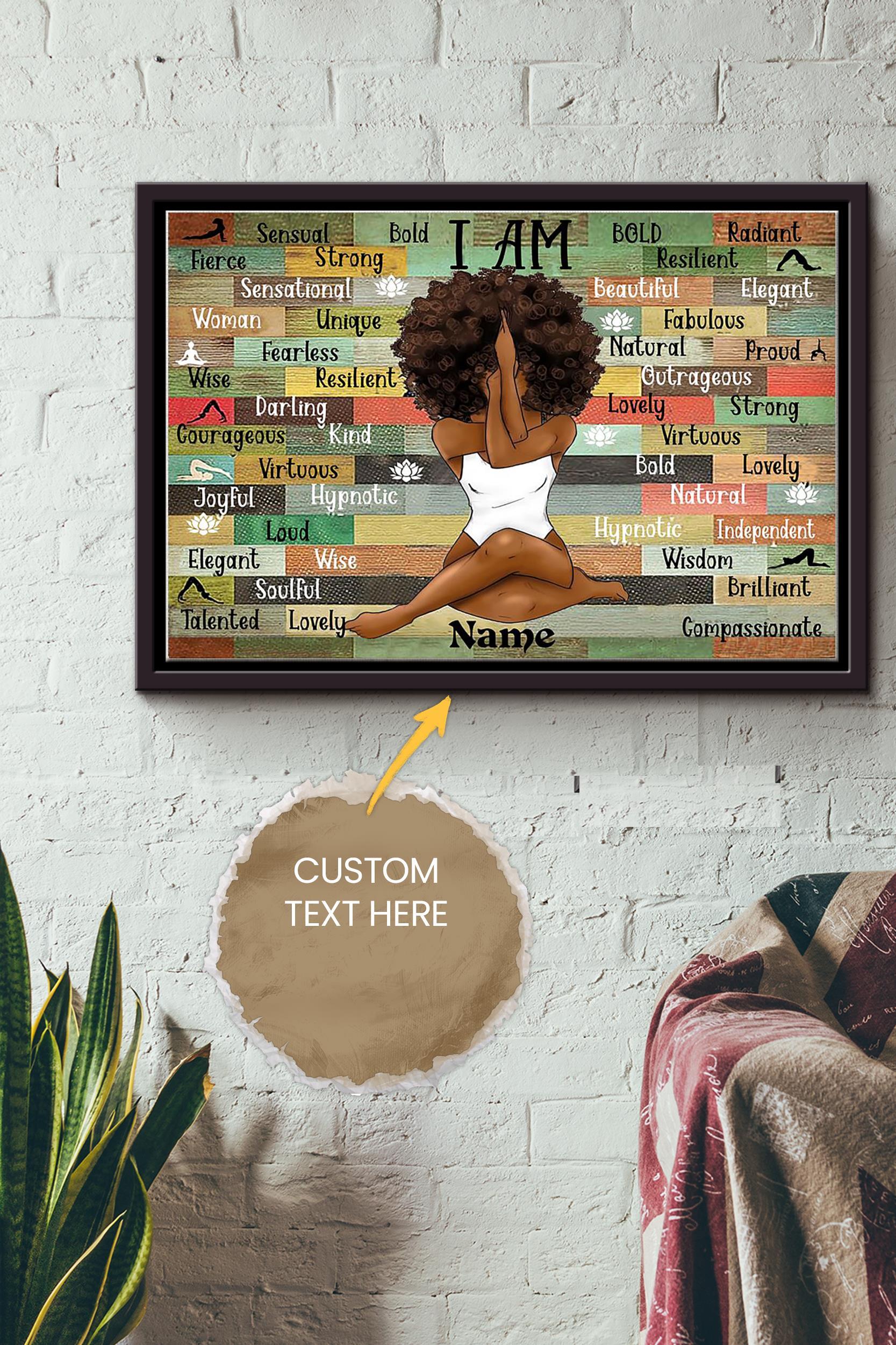 I Am Queen Personalized Poster – Women Wall Art – Gift For African Woman Home Decor Framed Matte Canvas