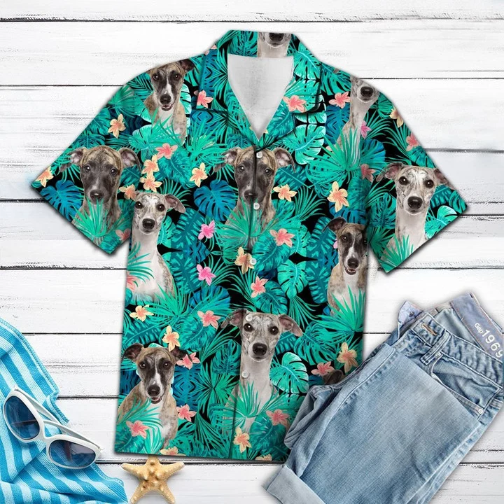 Whippet Tropical Palm Tree Leaves Summer Vacation Aloha Hawaii Shirt Ha103210