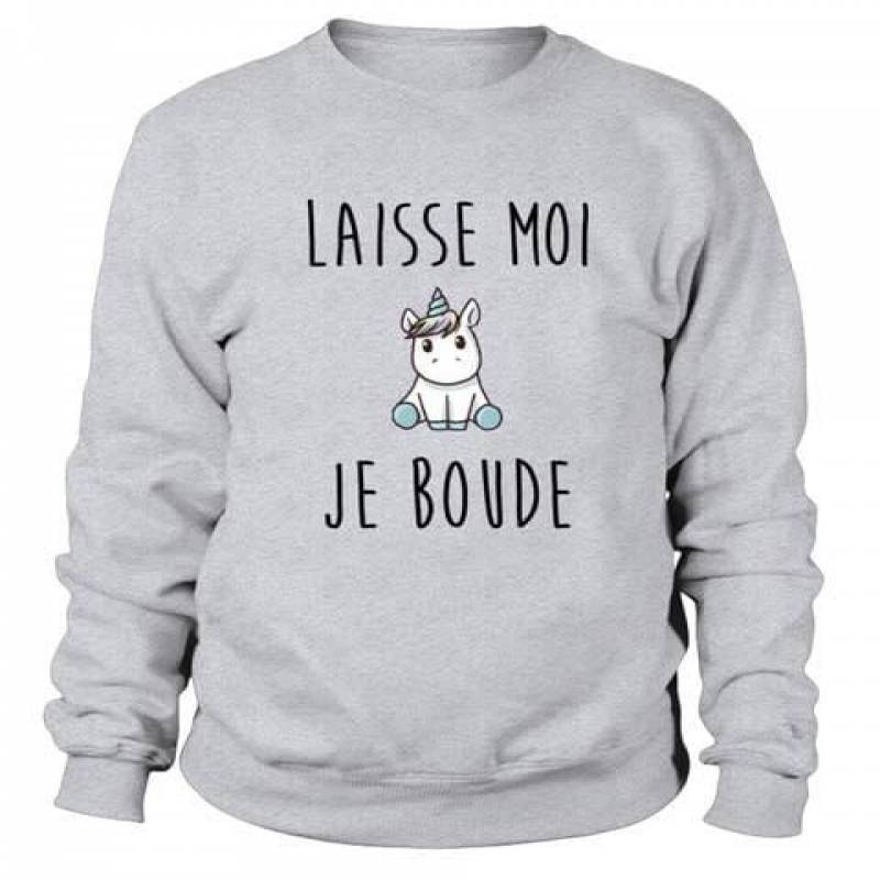 Unicorn Baby Laisse Moi Je Boude Classic Best Gifts For Animals Lovers Sport Grey Sweatshirt S-5Xl