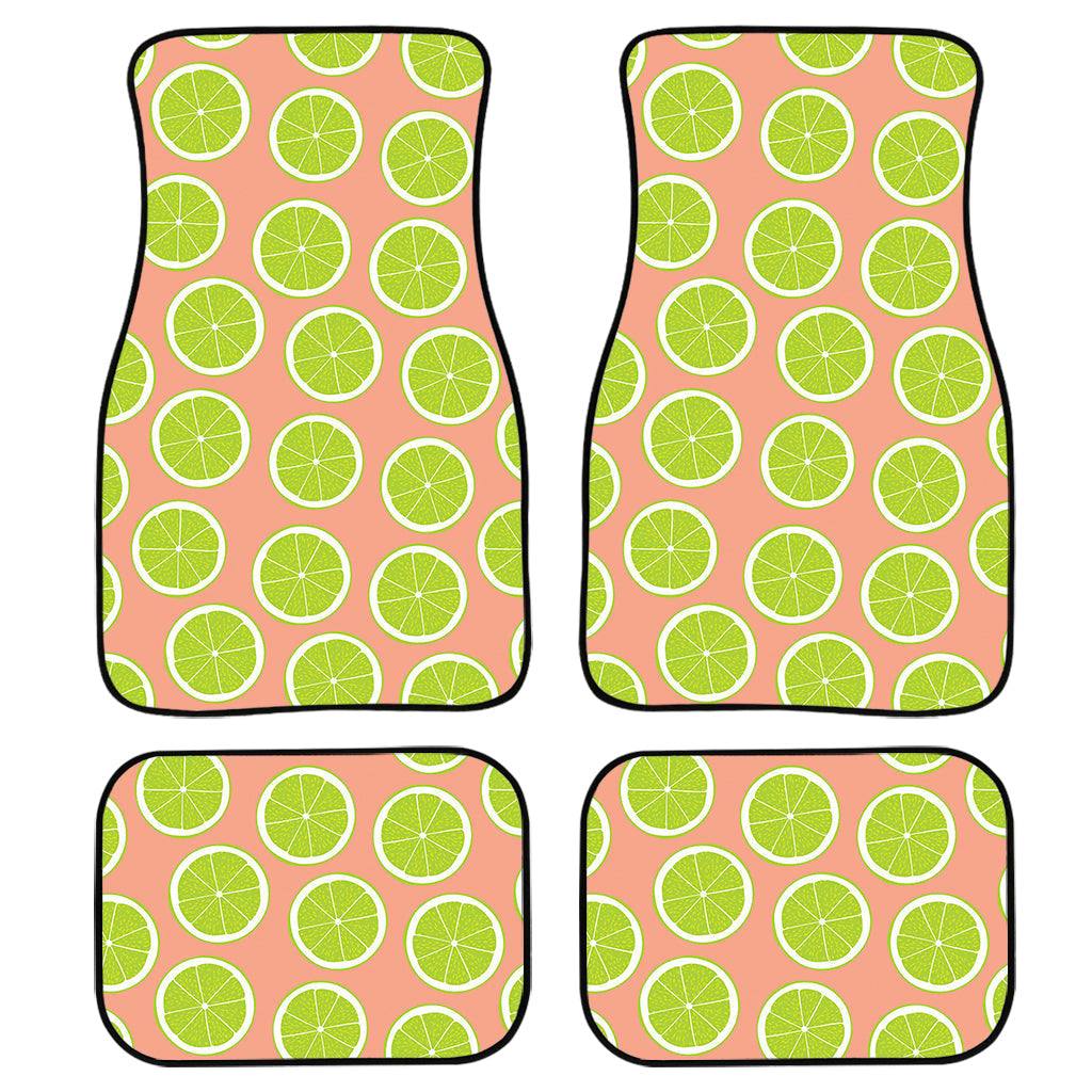 Cute Lime Pattern Print Front And Back Car Floor Mats, Front Car Mat