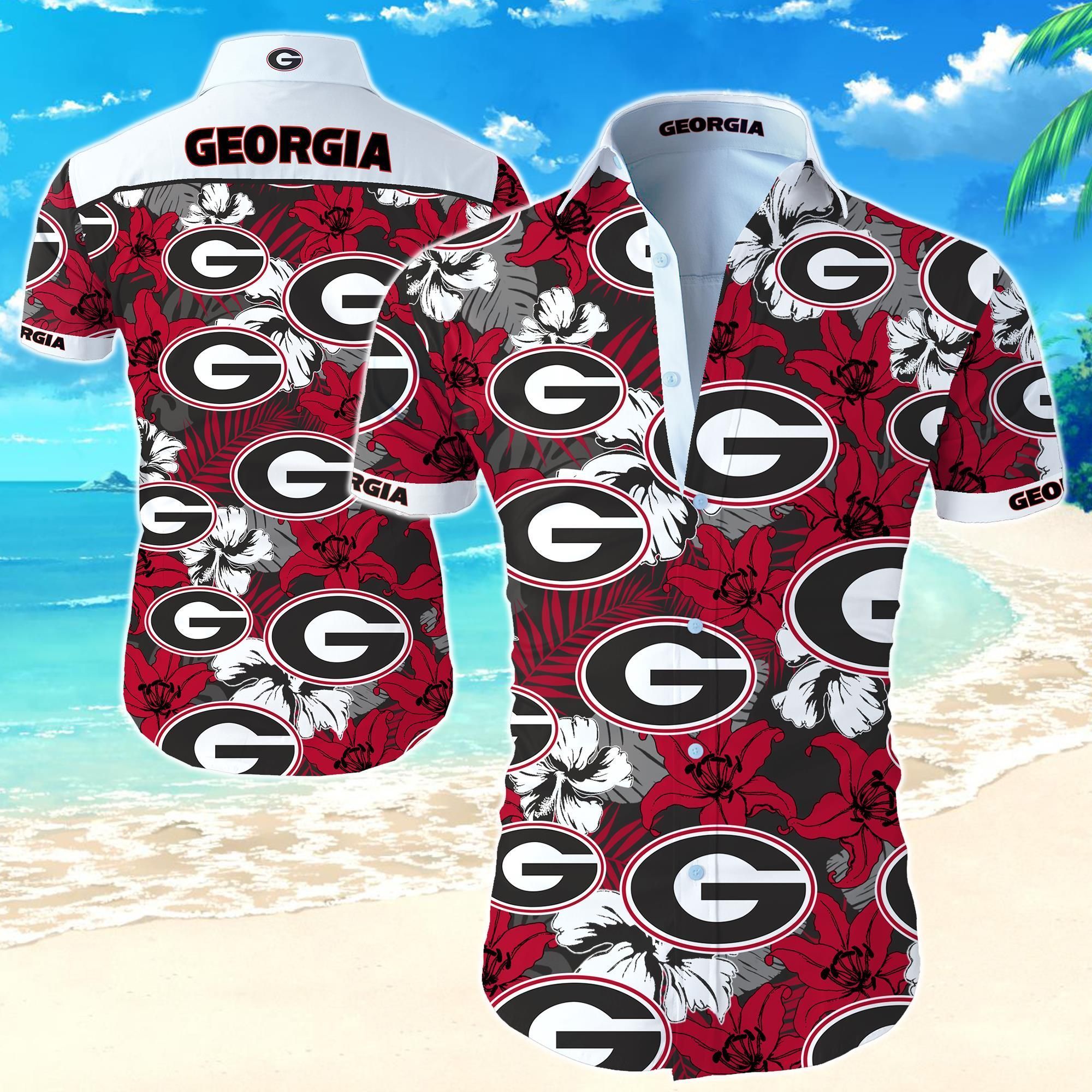 Georgia Bulldogs Hawaii Shirt Summer Button Up For Men Beach Wear Short Sleeve Ha10972