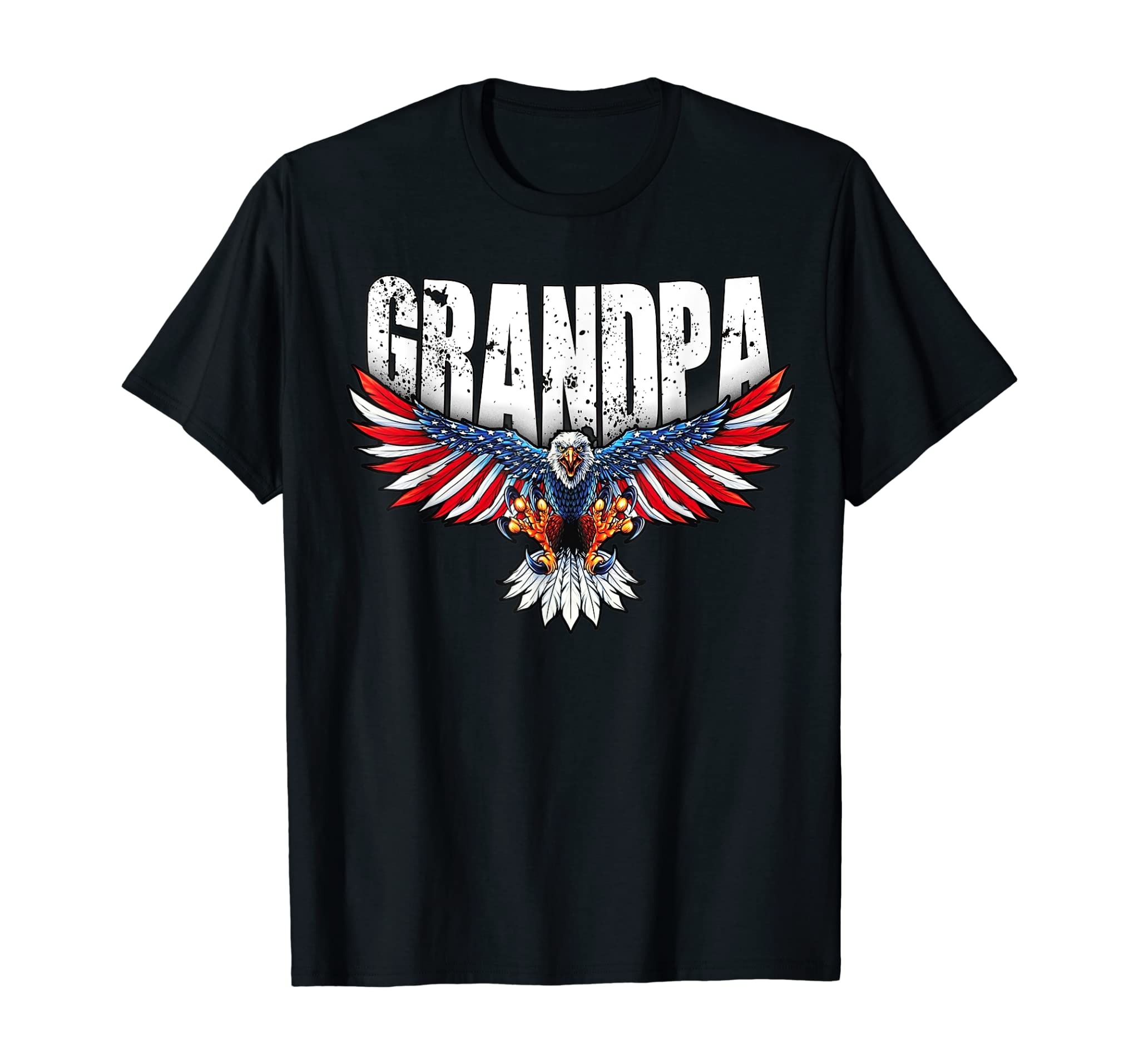 Mens Grandpa Vintage USA Flag Bald Eagle Patriotic 4th of July T-Shirt