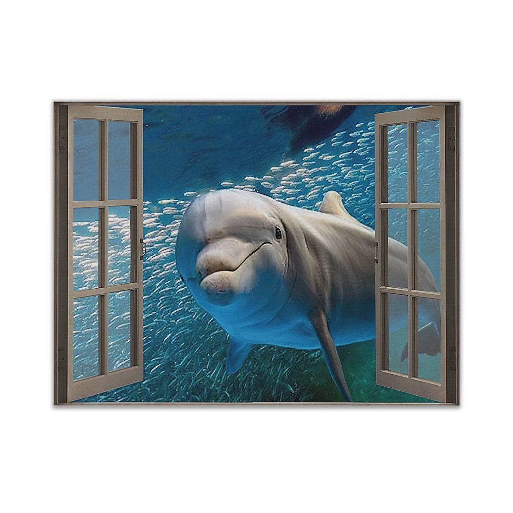 Gearhuman 3D Dolphin Window Canvas