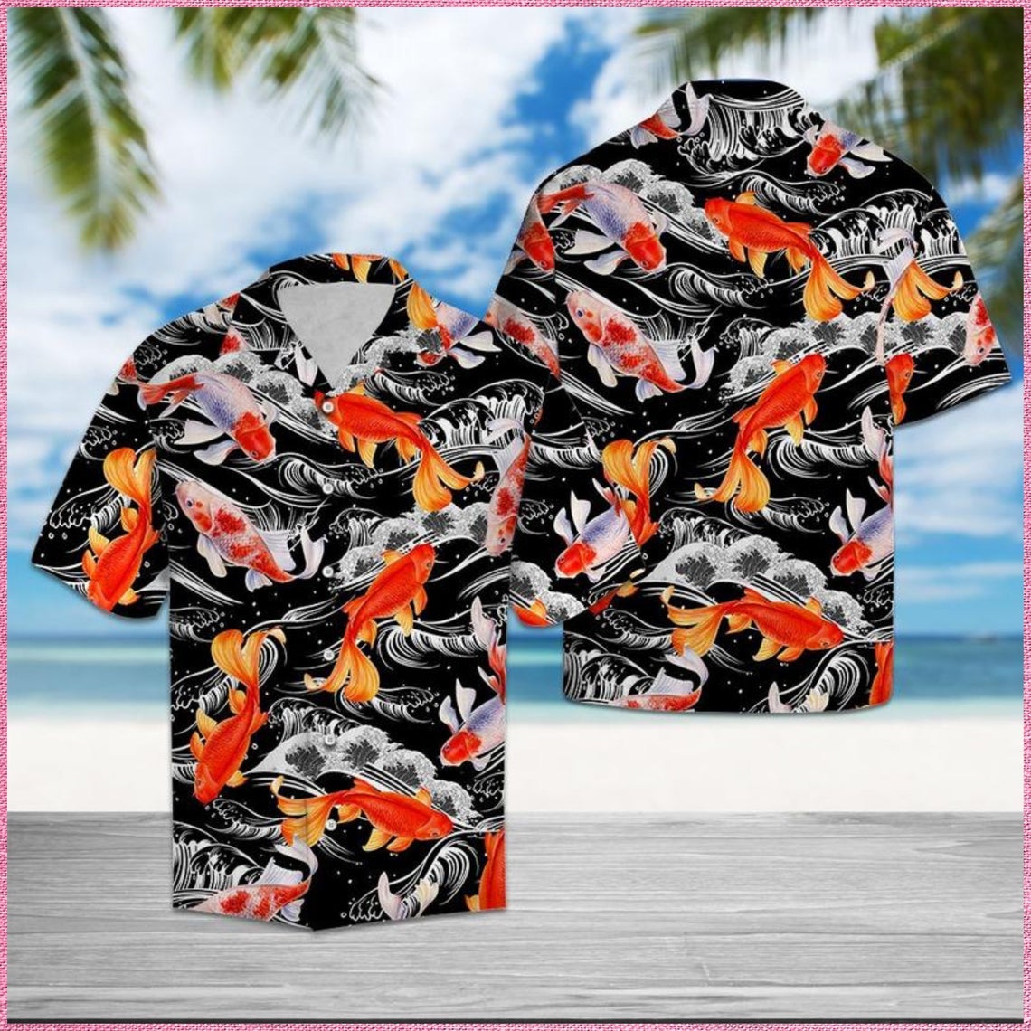 Koi Fish Wave Water Hawaii Shirt Made In Summer Beach Shirts Ha85979