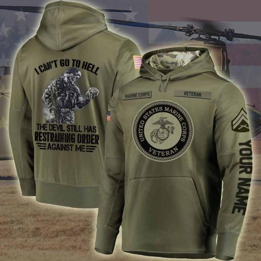 I Can’T Go To Hell Us Marine Corps Hoodie,Us Marine Shirt, Marine Rank,Marine Camo Shirt , Custom Hoodie,Marine Veteran, 3D Design All Over Printed