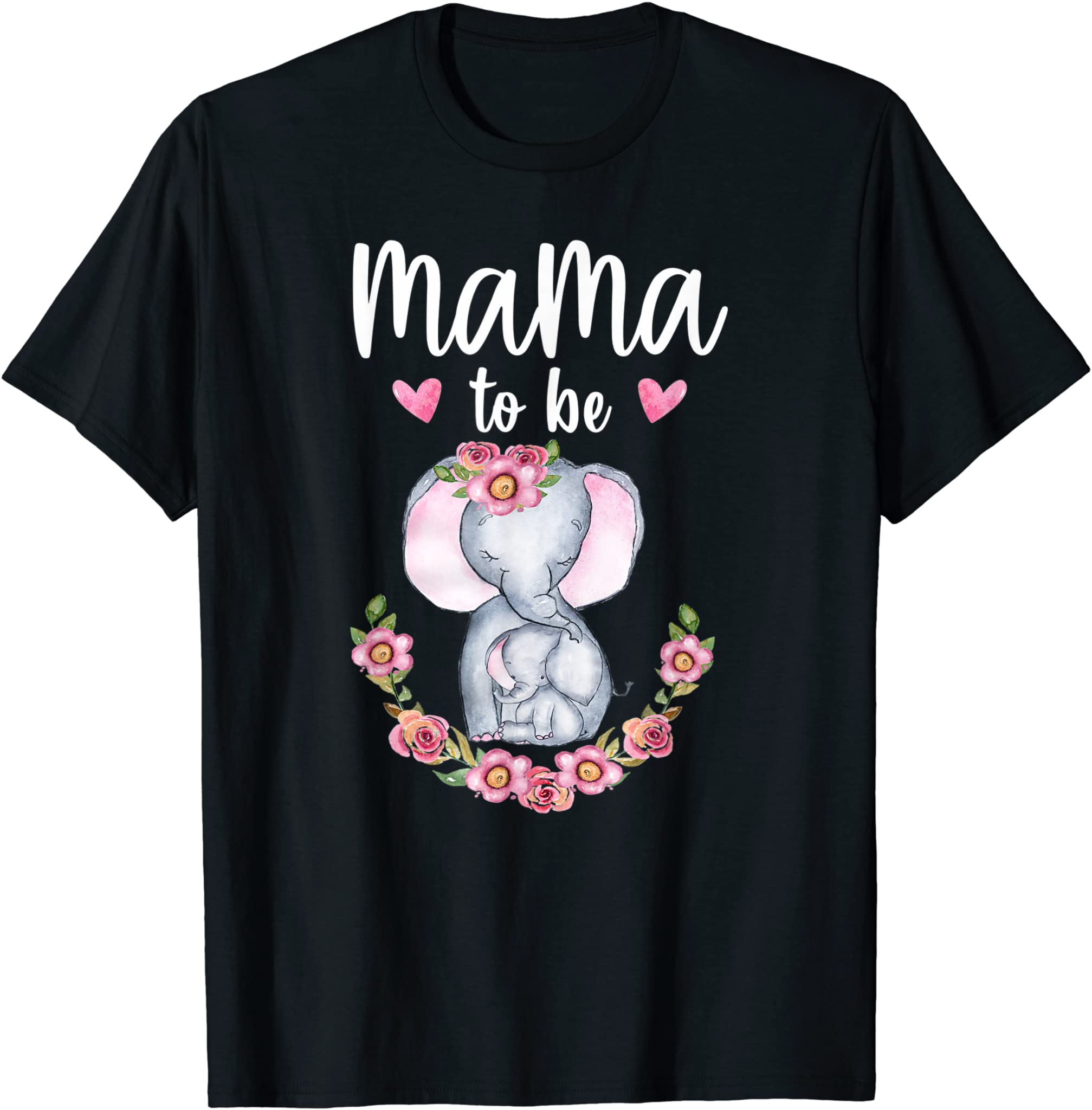 Mama To Be Elephant Baby Shower Floral T-Shirt