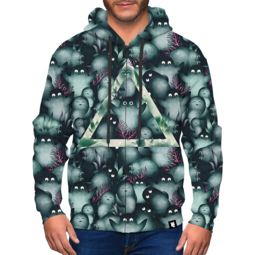 Cute Penguins And Plants 1 Zip-Up Hoodie