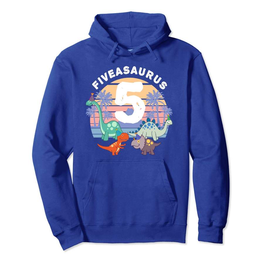 5th Birthday Dinosaur Hoodie, Five Year Old Dino Apparel