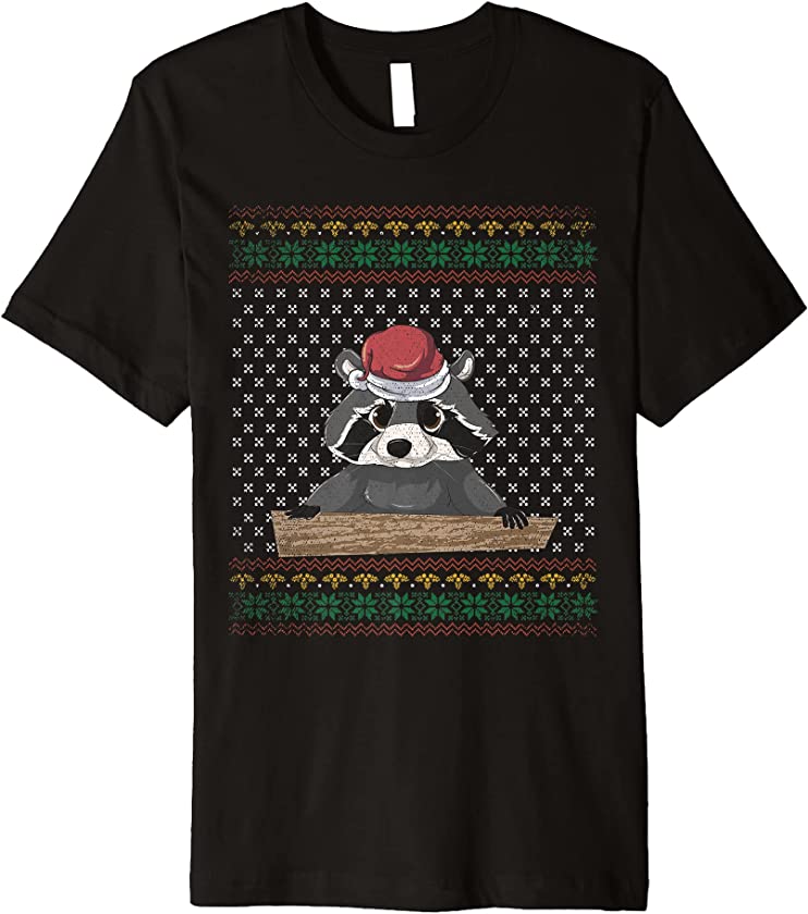 Ugly Christmas Cute Animal Merry Xmas Trash Panda Racoon Premium T-Shirt