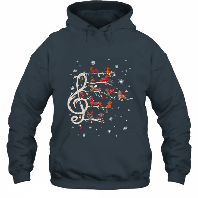 Dachshund Christmas Music Note Tree Puppy Ugly Sweater Dog Lover Hoodie