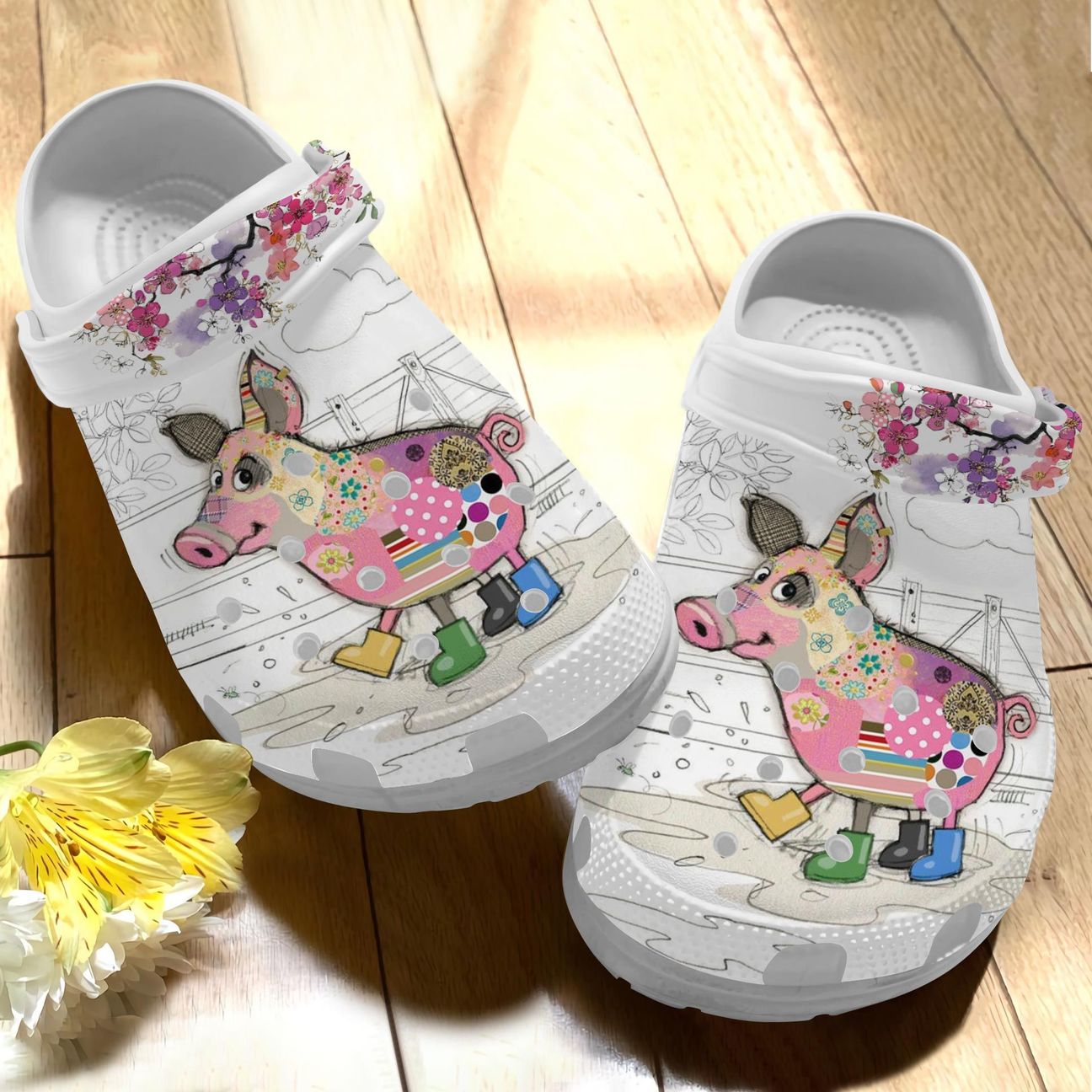 Pig Personalize Clog, Custom Name, Text, Fashion Style For Women, Men, Kid, Print 3D Whitesole Amazing Life