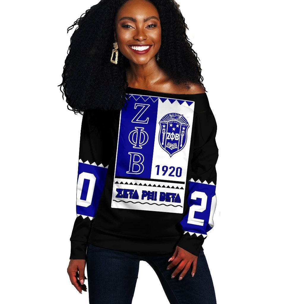 Sorority Sweatshirt – Zeta Phi Beta Black Style Off Shoulder