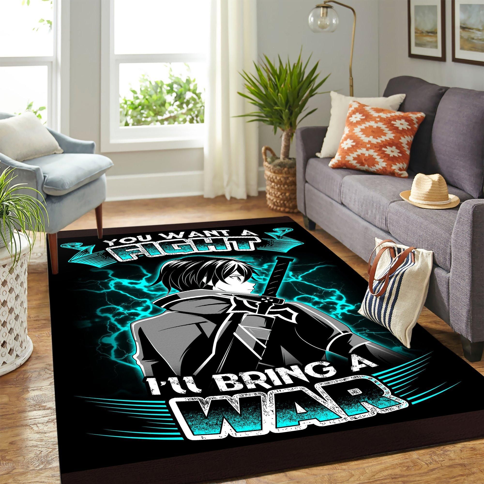 Kirito Sao Bring War Anime Area Rug Geeky Carpet – Home Decor – Bedroom Living Room Décor