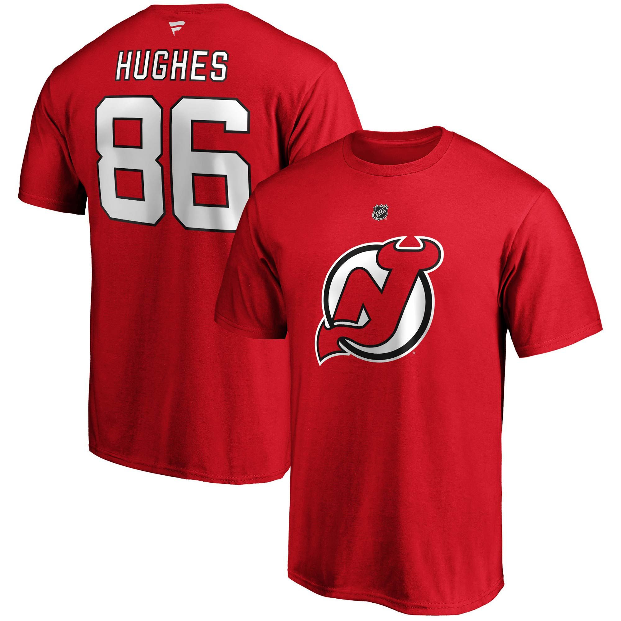 Men’S Fanatics Branded Jack Hughes Red New Jersey Devils Big & Tall Name & Number T-Shirt