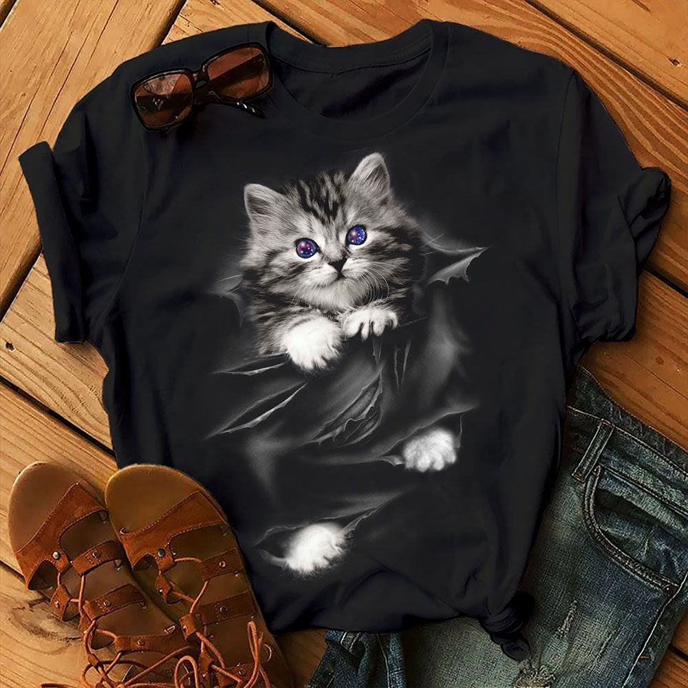 Black Cat Tearoff Cat Lover Kitten Funny Gift Graphic Unisex T Shirt, Sweatshirt, Hoodie Size S – 5XL