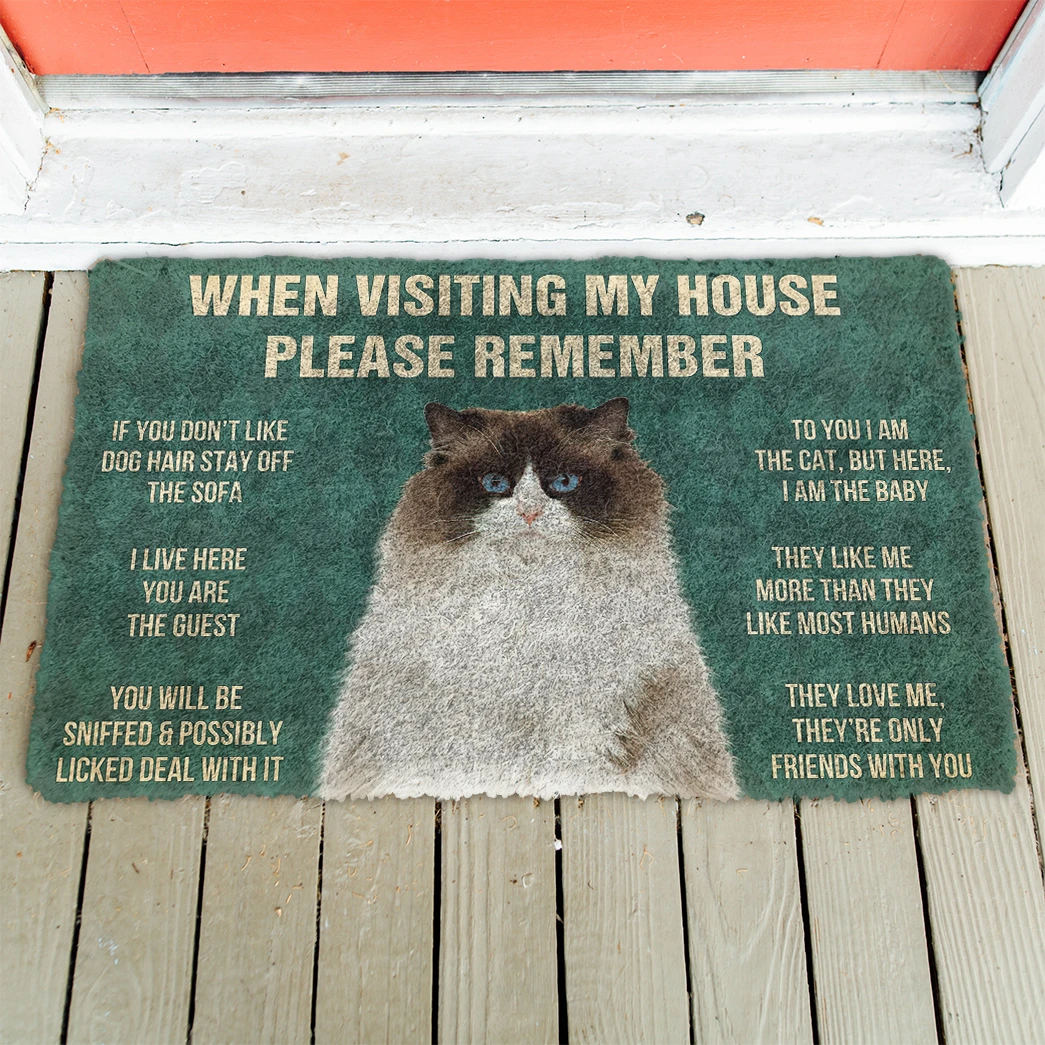 3D Please Remember Ragdoll Cats House Rules Doormat