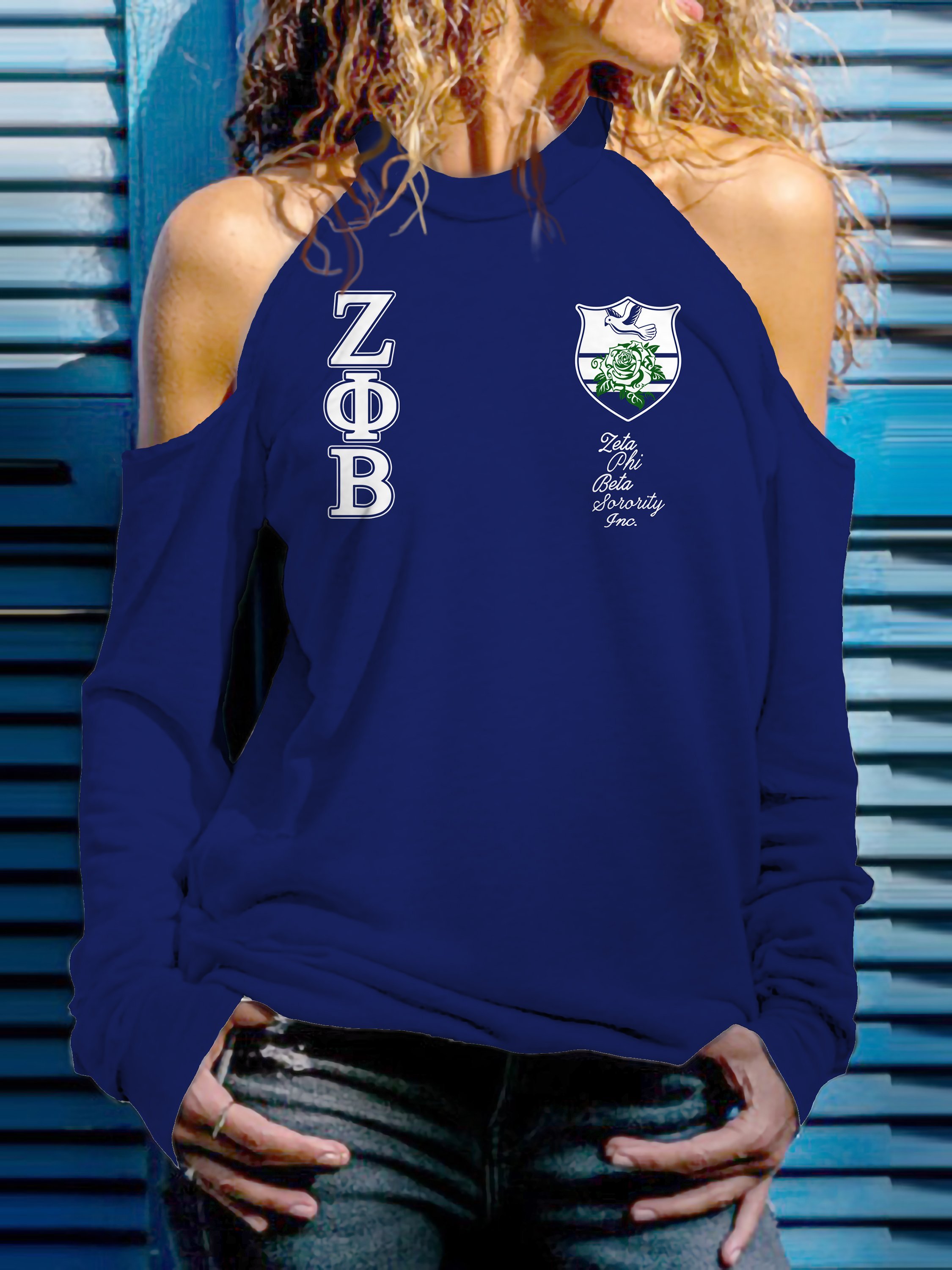 Zeta Phi Beta Strapless Off Shoulder Sweatshirt