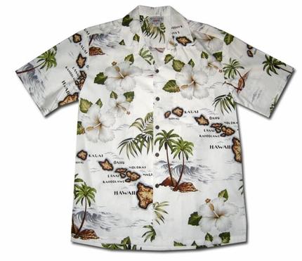 Hawaii Islands White Hawaii Summer Shirt Ha101662