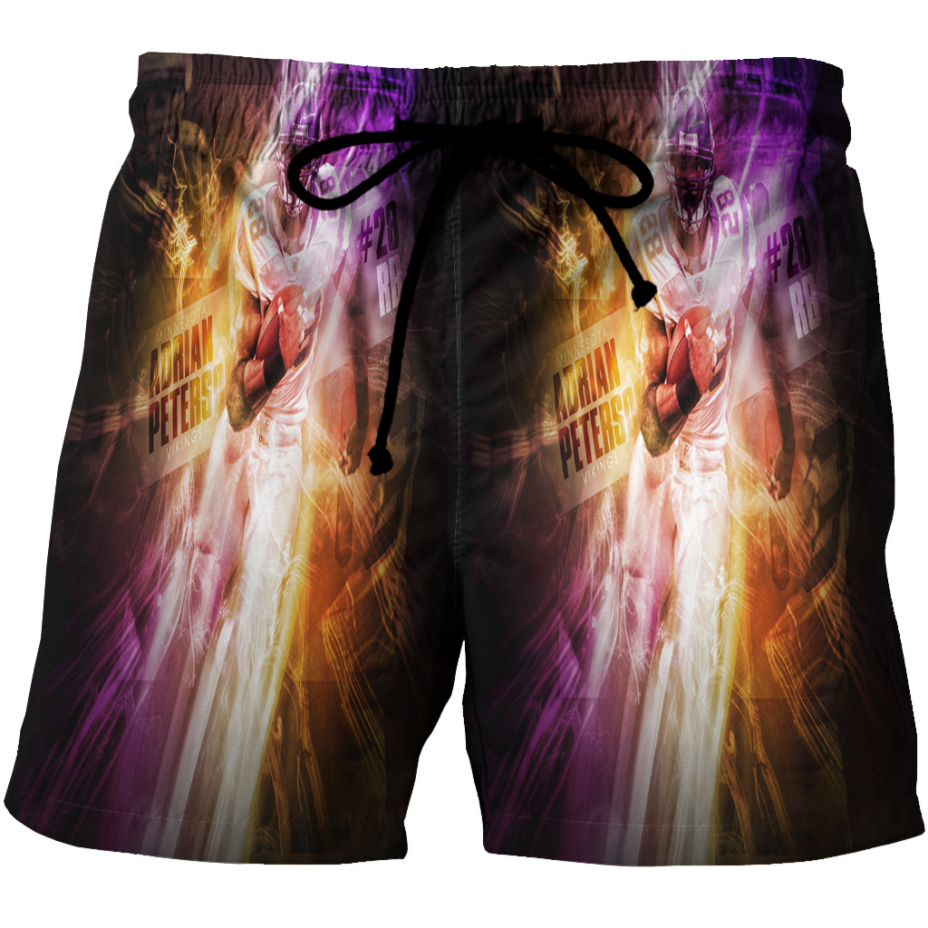 Minnesota Vikings Adrian Peterson 28 V3 3D All Over Print Summer Beach Hawaiian Short