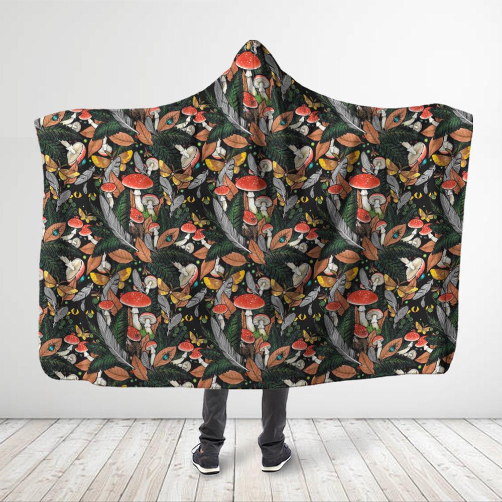 ViticStore™ 3D All Over Printed Mushrooms With Fall Pattern – Hooded Blanket