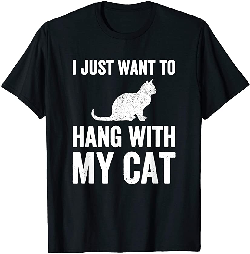 Cat Lover Gift Funny Kitten I Just Want To Hang With My Cat T-Shirt