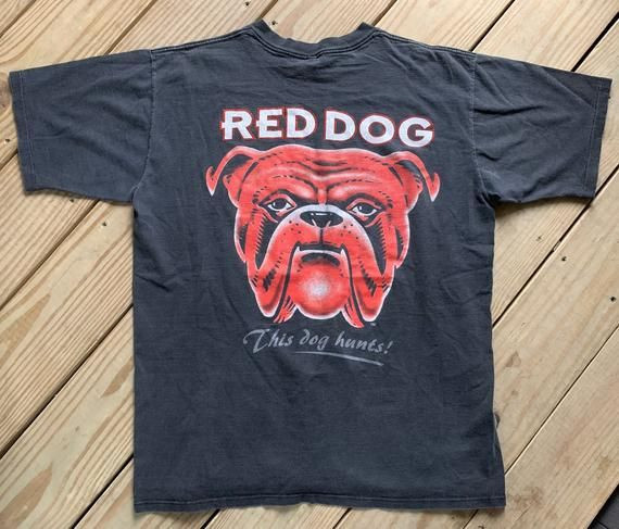 Vintage 90S Red Dog This Dog Hunts Faded Shirtedium Shirt