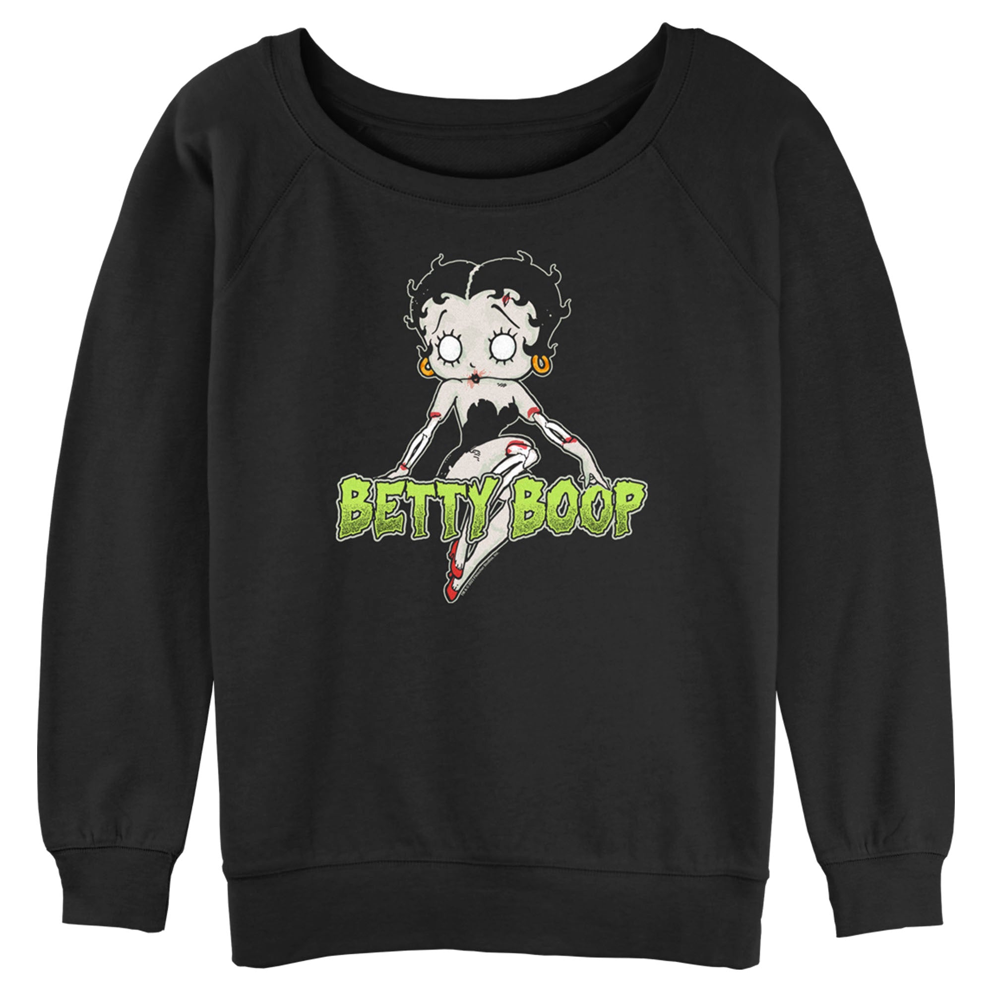 Junior’S Betty Boop Halloween Zombie Logo Sweatshirt