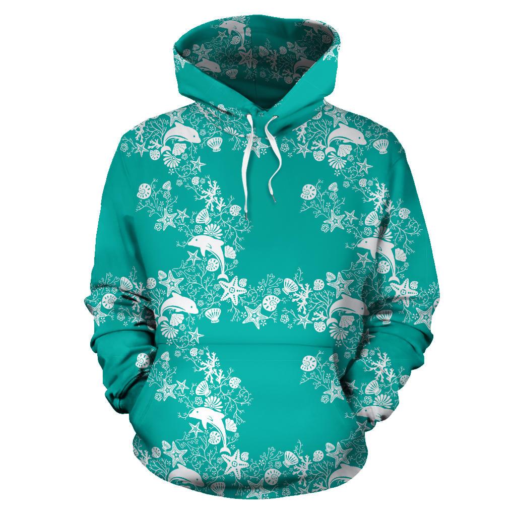 Dolphin Sea Shell Starfish Pattern Men Women Pullover Hoodie