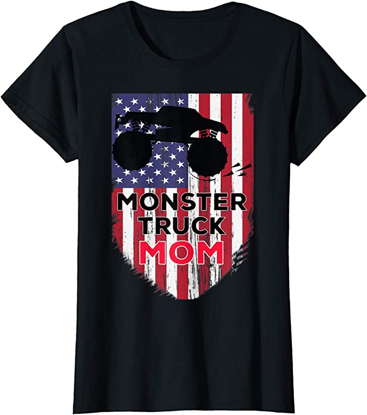 Womens Vintage American flag Monster Truck Mom mothers day 2021 T-Shirt