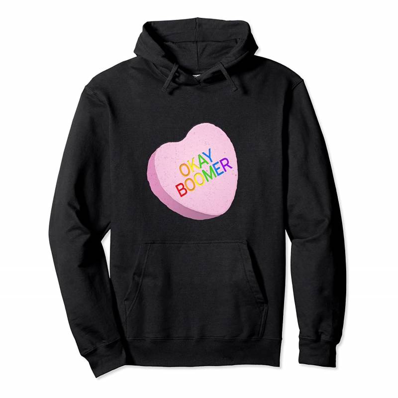 OK BOOMER Valentine Heart Candy Rainbow Color Pride Pullover Hoodie, T-Shirt, Sweatshirt, Tank Top, Racerback, Dolman