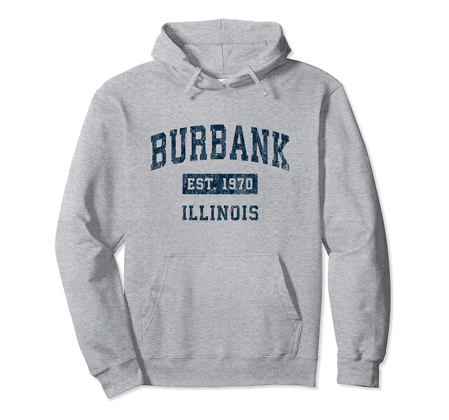 Burbank Illinois IL Vintage Sports Design Navy Print Pullover Hoodie, T-Shirt, Sweatshirt, Tank Top, Racerback, Dolman