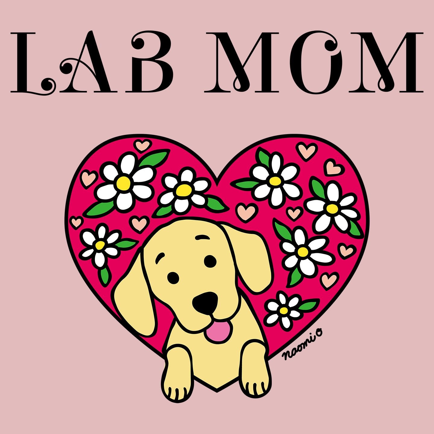 Flower Heart Yellow Lab Mom – Women’s Fitted T-Shirt