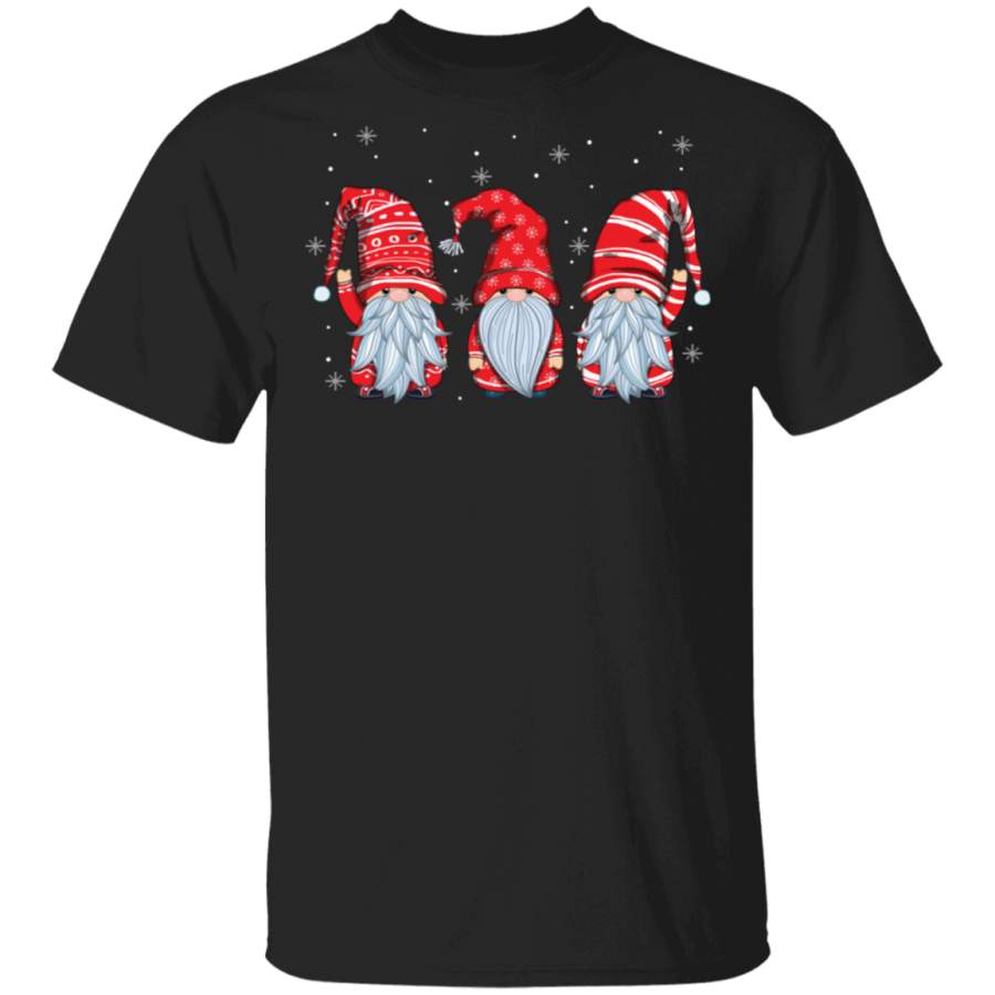 Three Of Gnomes In Red Costume Funny Christmas Gift T-Shirt