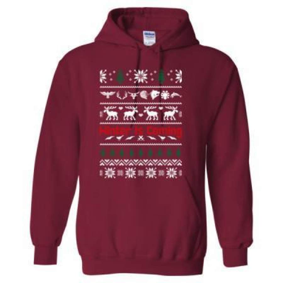 AGR Winter Is Coming Ugly Christmas Sweater Xmas – Heavy Blend™ Hooded Sweatshirt