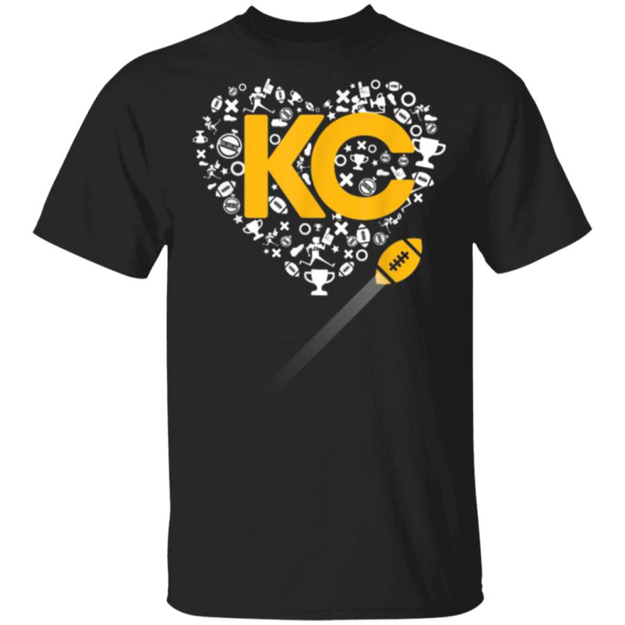 I Love Kansas City Heart KC Football TShirt