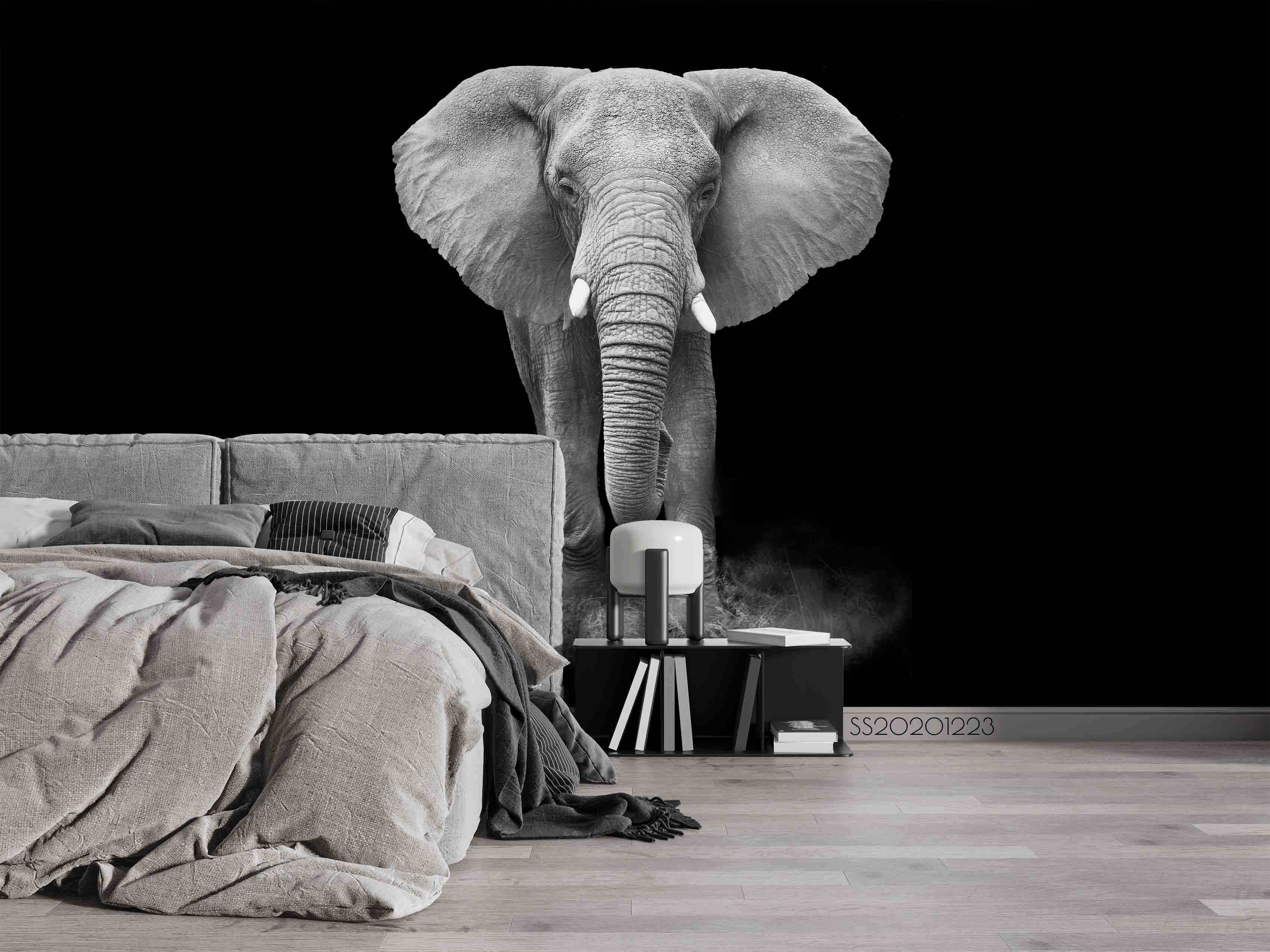 3D Animal Black Elephant Wall Mural Wallpaper Lqh 19