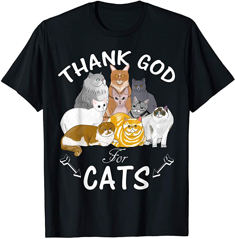 Thank God for Cats Funny Cute Kitten Cat Lovers Men Women T-Shirt