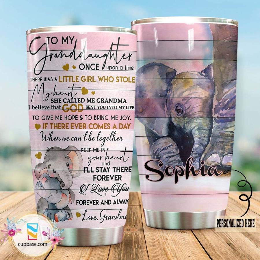 To My Granddaughter Elephant Ver. Personalized Stainless Steel Insulated Tumbler Cup