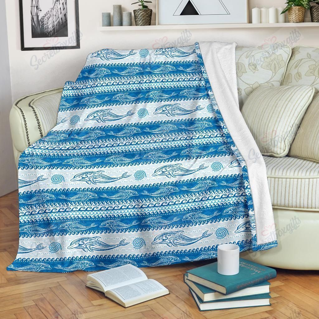 Dolphin Tribal Pattern Background Gs-Cl-Dt1903 Fleece Blanket