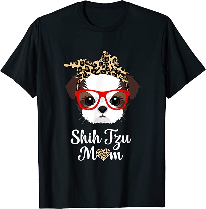 Shih Tzu Mom Leopard Print Dog Puppy Lovers Mother’s Day T-Shirt