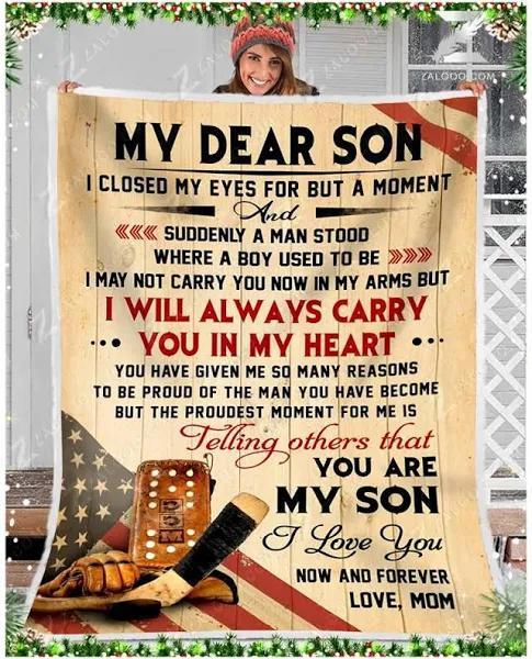 To My Dear Son I Closed My Eyes For But A Moment Fleece Blanket Gift For Son From Mom To Son Home Decor Bedding Couch Sofa Soft And Comfy Cozy