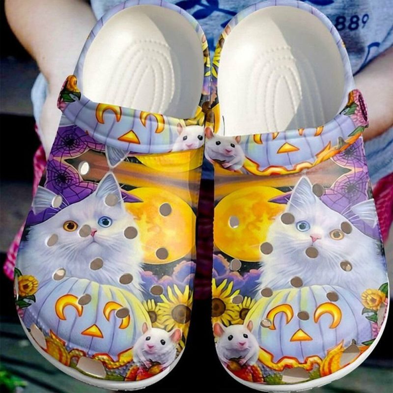 Cat Halloween Sun 102 Gift For Lover Rubber clog Shoes Comfy Footwear