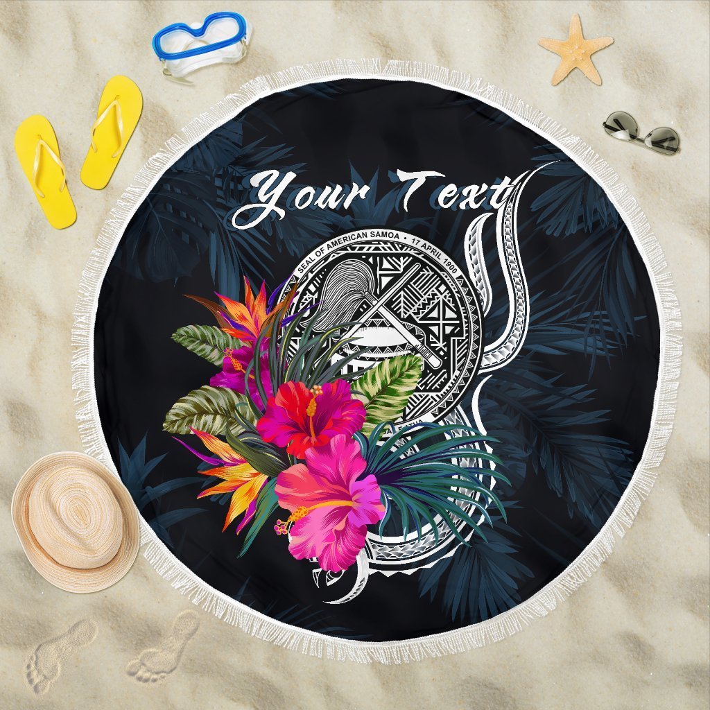 American Samoa Polynesian Custom Personalised Beach Blanket – Tropical Flower – BN12