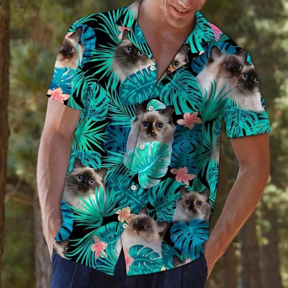 Tropical Birman Aloha Hawaiian Shirt Colorful Short Sleeve Summer Beach Casual Shirt For Men And Women