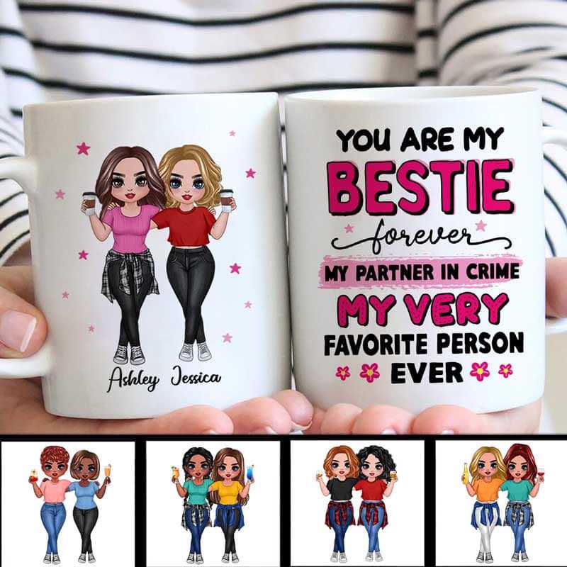 Energetic Doll Besties Sisters Siblings Personalized Mug